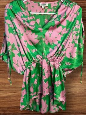 Umgee Pink and Green Floral Women's Top